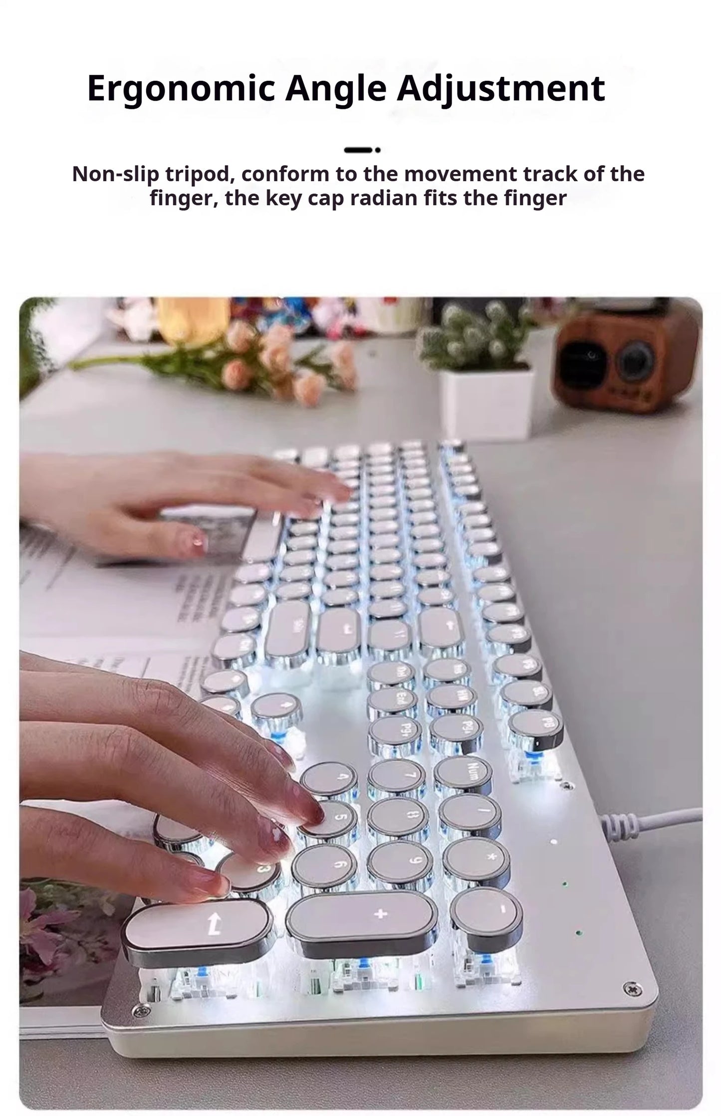 Punk Typewriter Ergonomic Mechanical Gaming Keyboard - Trendora.es