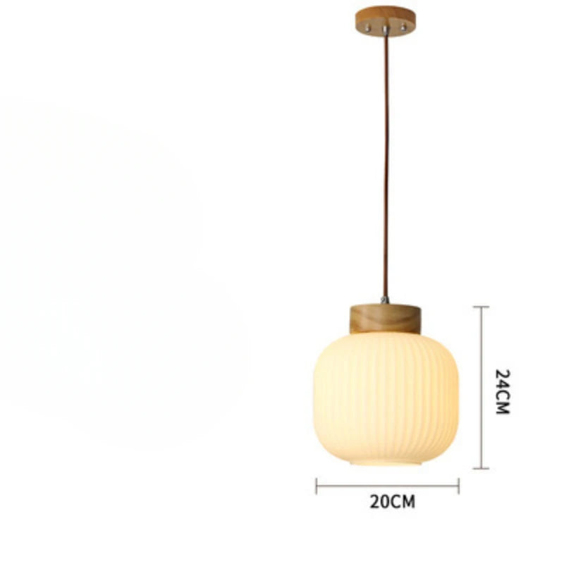 Japanese Wabi-Sabi Pendant Light – Handcrafted Wood & Glass Luminaire | Trendora.es