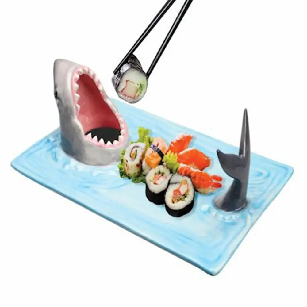 Shark Sushi Platter – Artistic Ceramic Serving Board with Anti-Slip Design