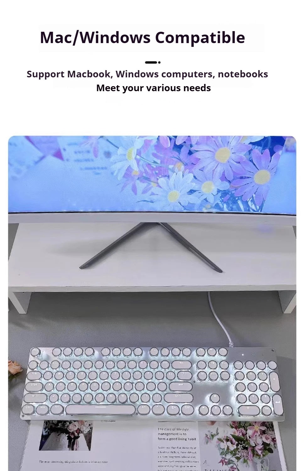 Punk Typewriter Ergonomic Mechanical Gaming Keyboard - Trendora.es