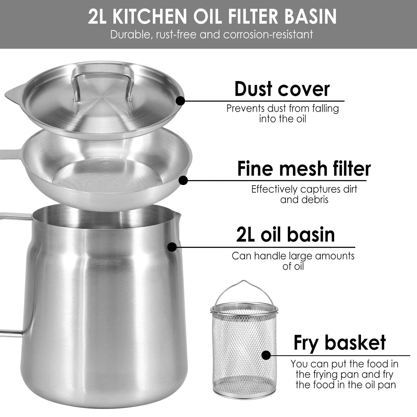 Premium 2-in-1 Oil Filter & Storage Pot