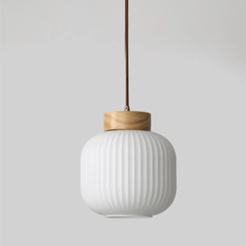 Japanese Wabi-Sabi Pendant Light – Handcrafted Wood & Glass Luminaire | Trendora.es