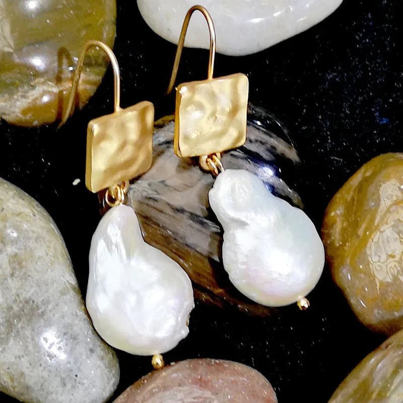 Pearl Pendant Earrings Baroque Bride Irregular Earrings - Trendora.es