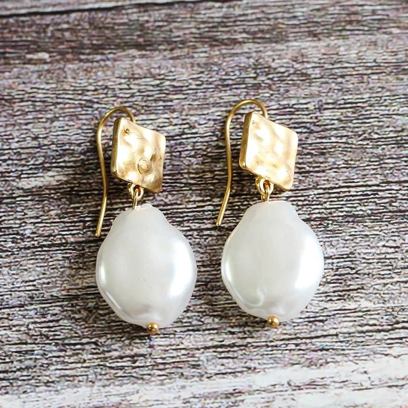 Pearl Pendant Earrings Baroque Bride Irregular Earrings - Trendora.es