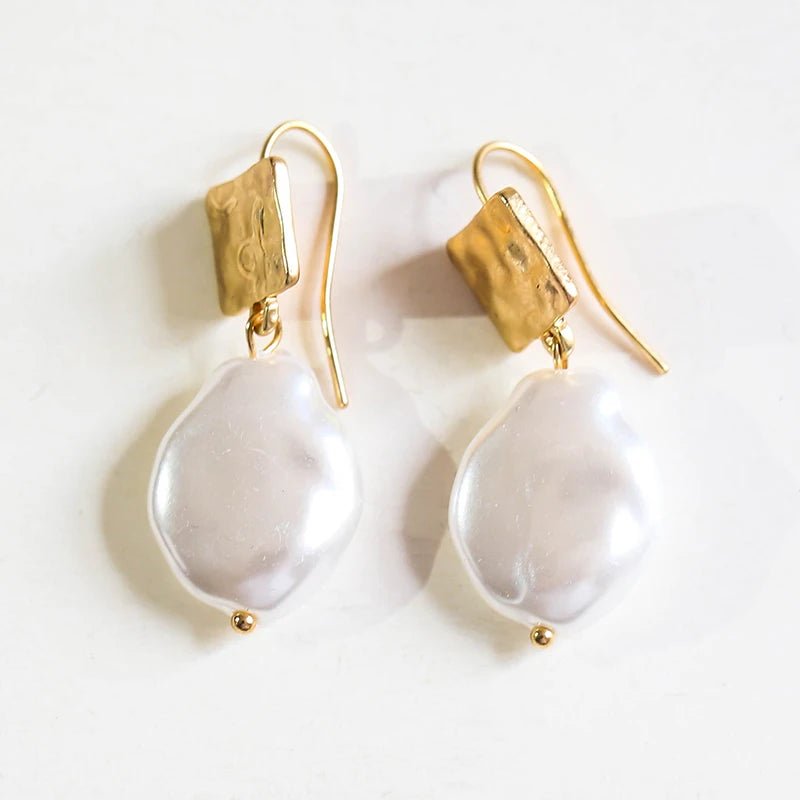 Pearl Pendant Earrings Baroque Bride Irregular Earrings - Trendora.es