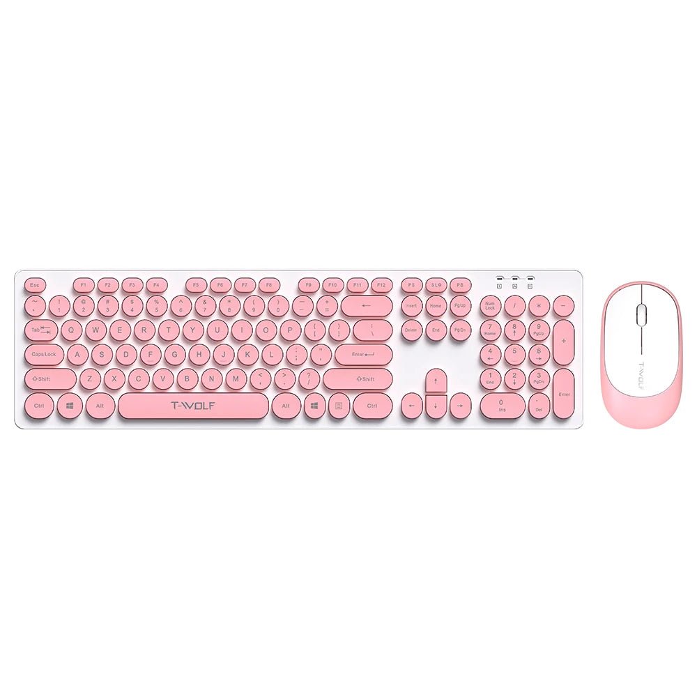 Punk Round Key Wireless & Rechargeable Keyboard and Mouse Combo for Laptop and Office - Trendora.es