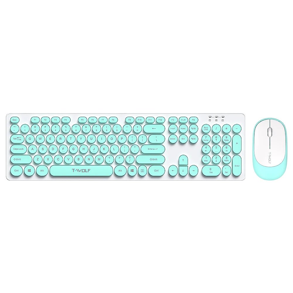 Punk Round Key Wireless & Rechargeable Keyboard and Mouse Combo for Laptop and Office - Trendora.es