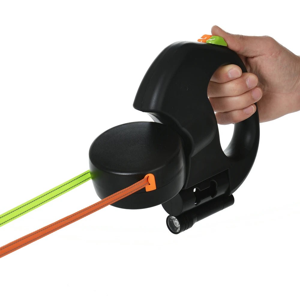 3 - in - 1 Double Head Dog Leash with Flashlight & Poop Bag Dispenser - Trendora.es