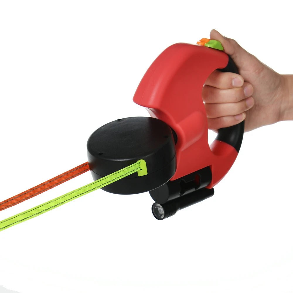 3 - in - 1 Double Head Dog Leash with Flashlight & Poop Bag Dispenser - Trendora.es