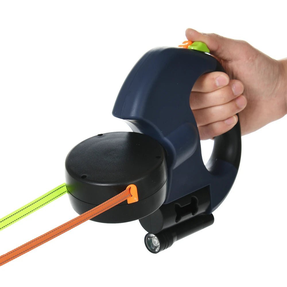 3 - in - 1 Double Head Dog Leash with Flashlight & Poop Bag Dispenser - Trendora.es