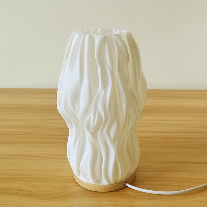 French Cream 3D Pleated Lamp – Viral Aesthetic Desk Light