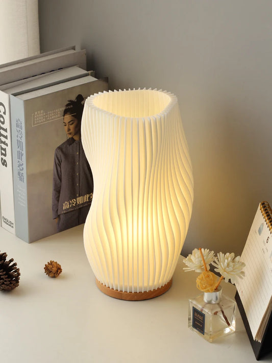 French Cream 3D Pleated Lamp – Viral Aesthetic Desk Light