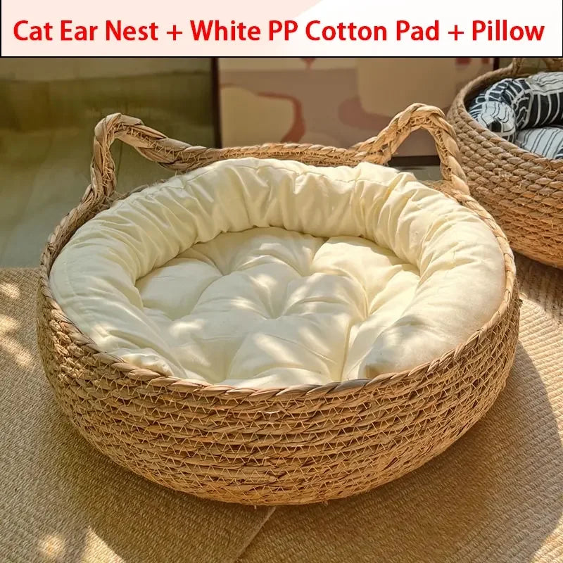 Breathable Bamboo Cat Bed – Summer Cooling Nest for Feline Comfort