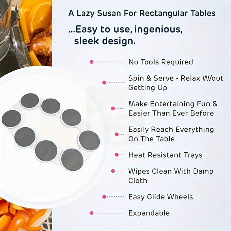 Rotating Dining Table Tray – Expandable Lazy Susan for Effortless Entertaining