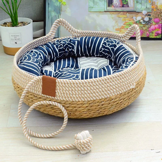 Breathable Bamboo Cat Bed – Summer Cooling Nest for Feline Comfort