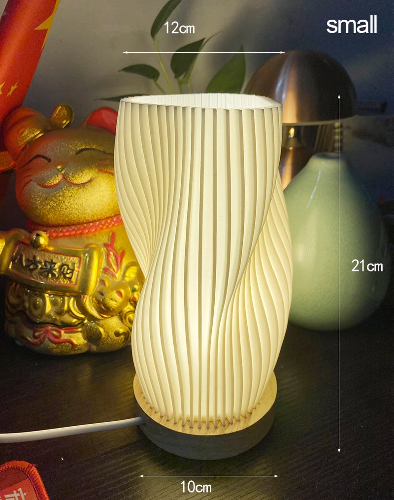 French Cream 3D Pleated Lamp – Viral Aesthetic Desk Light