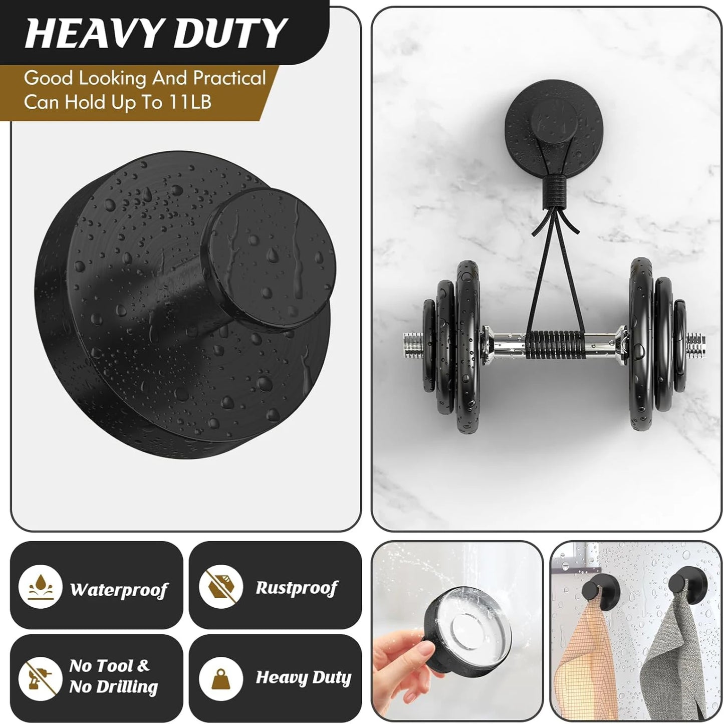 Pack of Heavy Duty Suction Hooks
