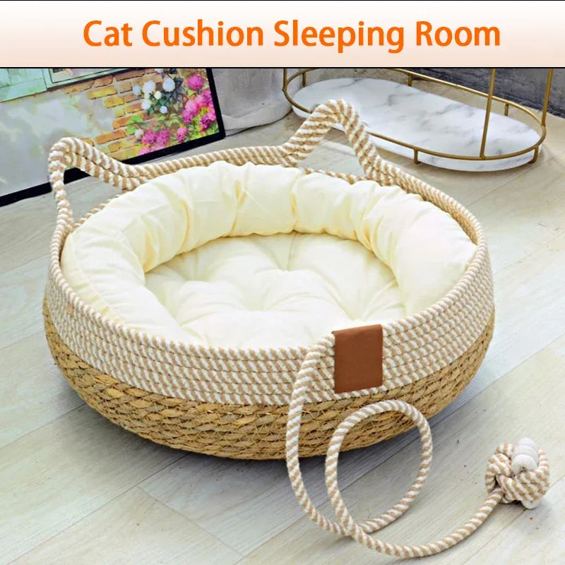 Breathable Bamboo Cat Bed – Summer Cooling Nest for Feline Comfort