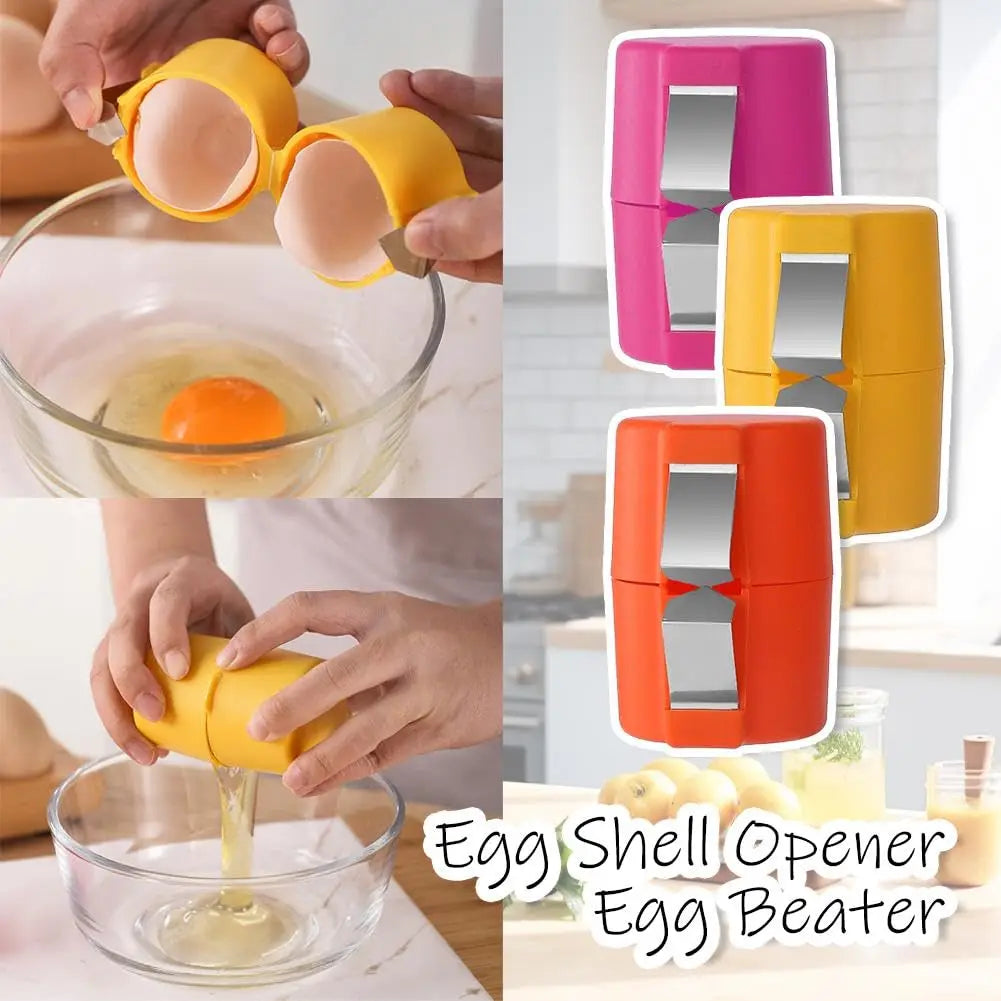 1/2pcs Egg Shell Opener Egg Cracker for Raw Eggs Hard Boiled Egg Peeler Egg Cube Egg Separator Handheld Tool Kitchen Gadgets - Trendora.es