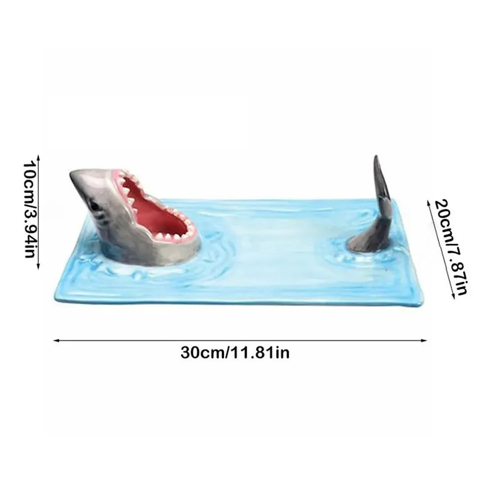 Shark Sushi Platter – Artistic Ceramic Serving Board with Anti-Slip Design