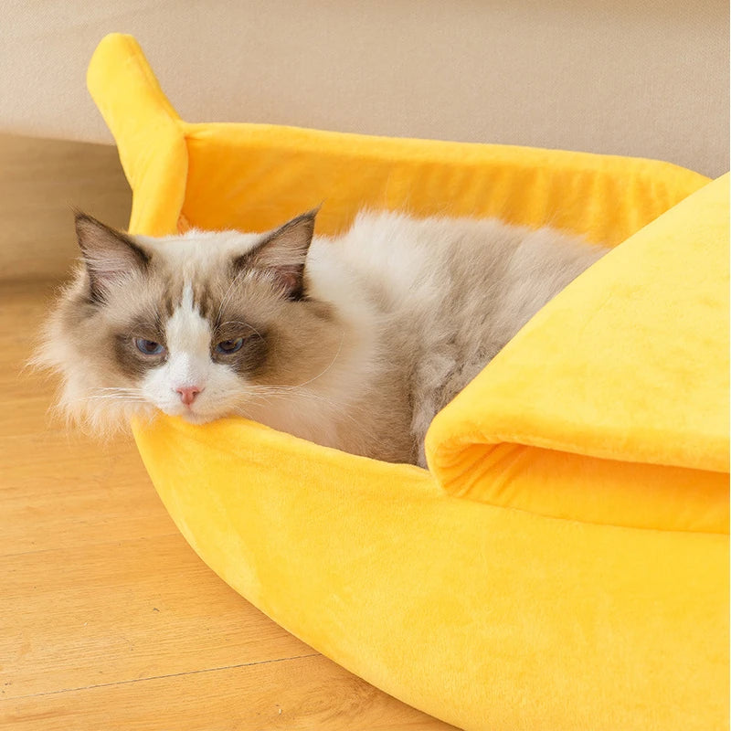 Banana Cat Bed – Whimsical Hanging Hammock for Feline Fun