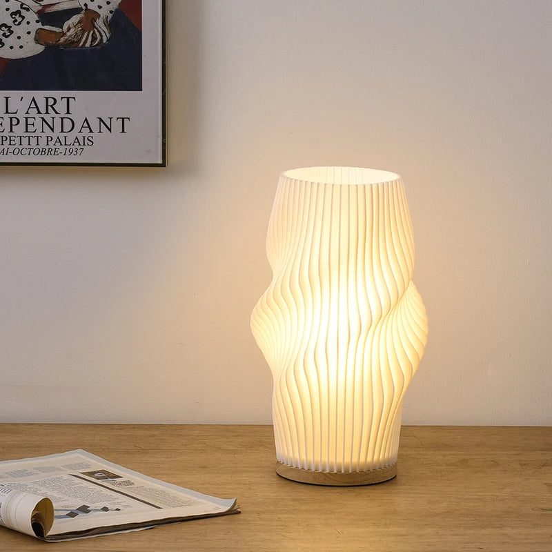 French Cream 3D Pleated Lamp – Viral Aesthetic Desk Light