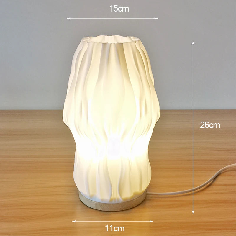 French Cream 3D Pleated Lamp – Viral Aesthetic Desk Light