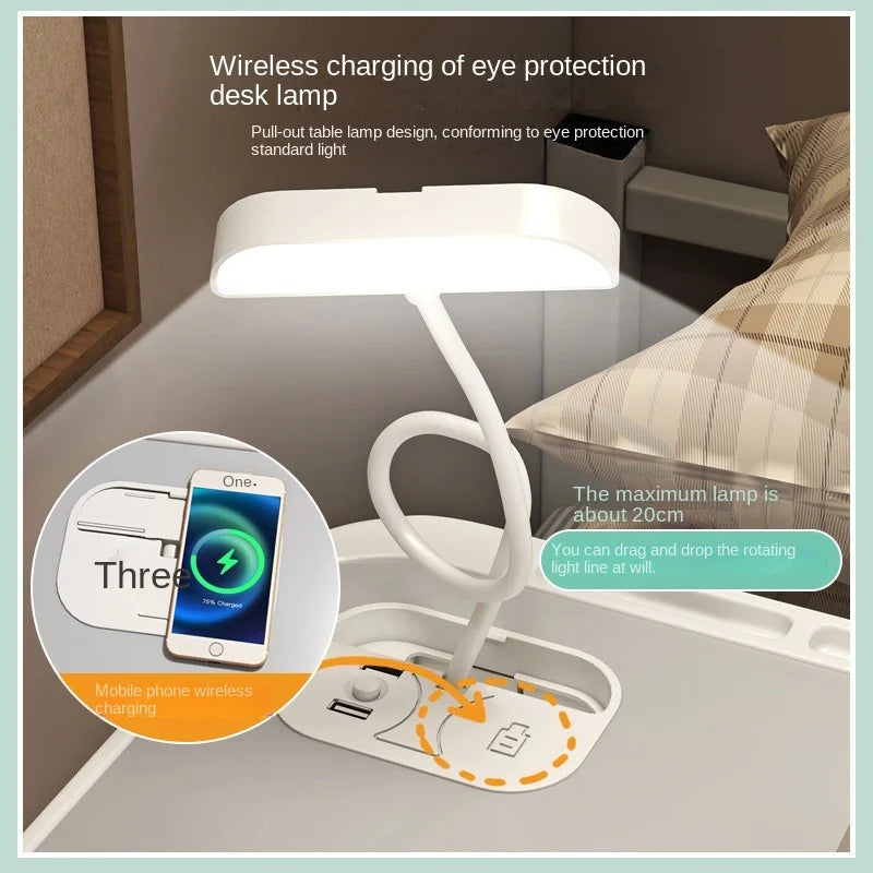 Multifunctional Folding Computer Table – Space-Saving Workstation with Wireless Charging