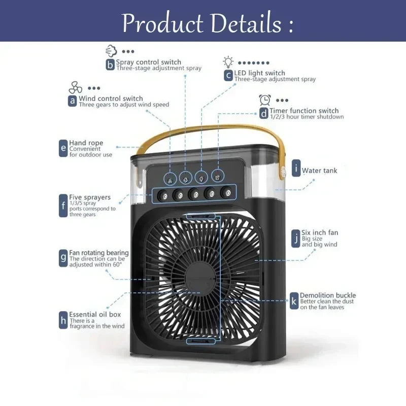 3 In 1 Portable Humidifier Fan Mini Air Conditioners