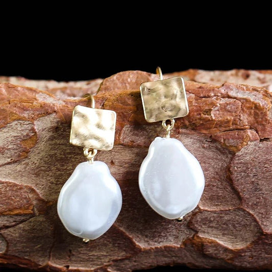 Pearl Pendant Earrings Baroque Bride Irregular Earrings - Trendora.es